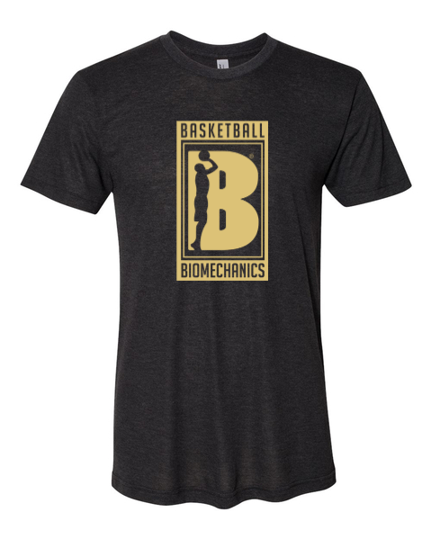 Triblend Track Tee — Tri-Black, Gold Logo