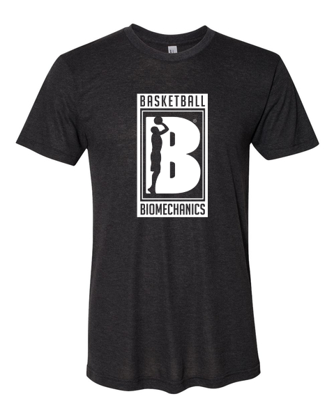 Triblend Track Tee — Tri-Black, White Logo
